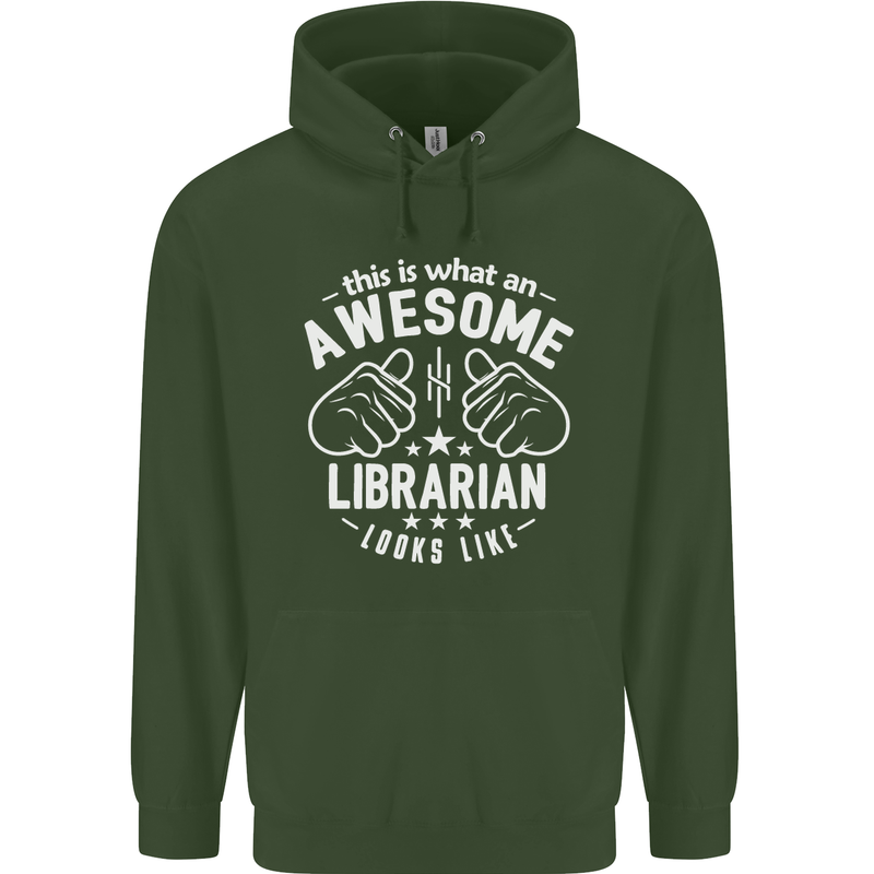 An Awesome Librarian Looks Like Mens 80% Cotton Hoodie Forest Green