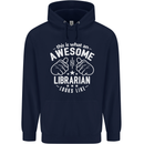 An Awesome Librarian Looks Like Mens 80% Cotton Hoodie Navy Blue