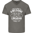 An Awesome Librarian Looks Like Mens V-Neck Cotton T-Shirt Charcoal