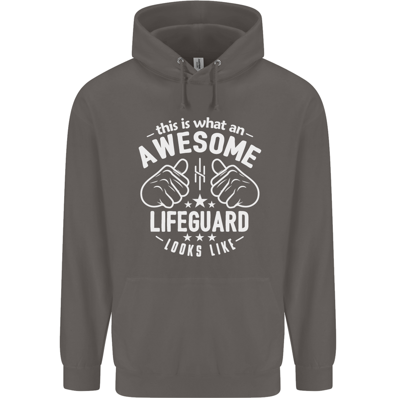 An Awesome Lifeguard Looks Like Mens 80% Cotton Hoodie Charcoal