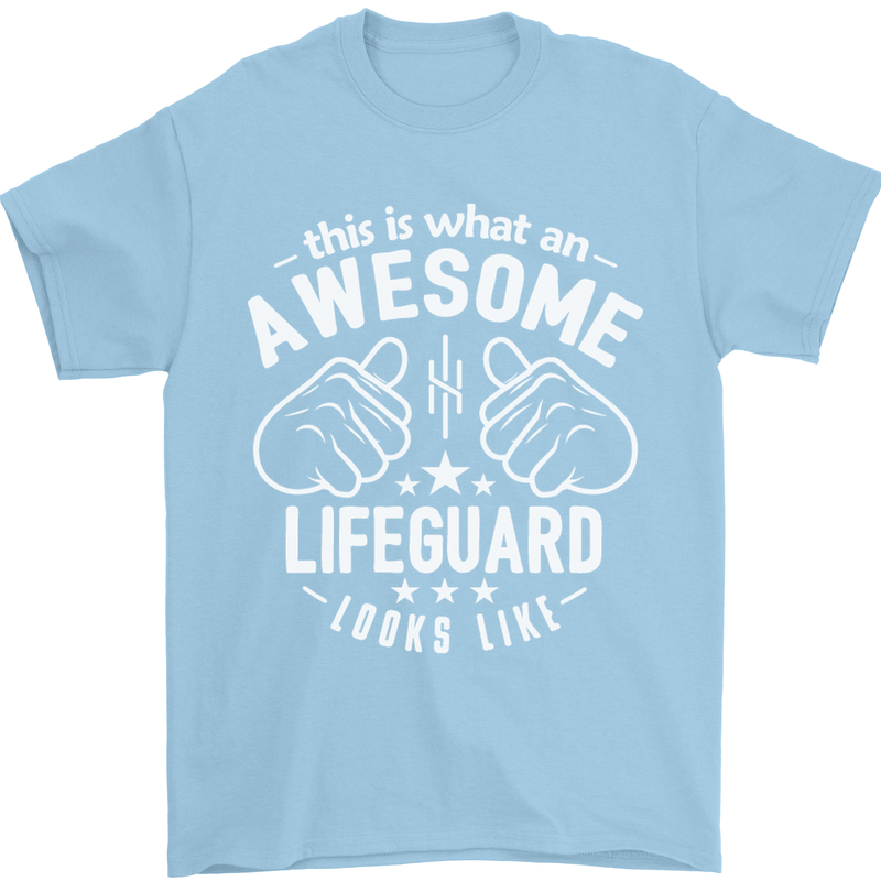 An Awesome Lifeguard Looks Like Mens T-Shirt Cotton Gildan Light Blue