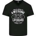 An Awesome Lifeguard Looks Like Mens V-Neck Cotton T-Shirt Black