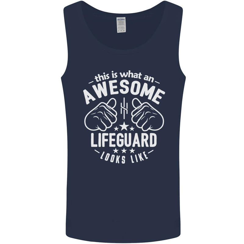 An Awesome Lifeguard Looks Like Mens Vest Tank Top Navy Blue