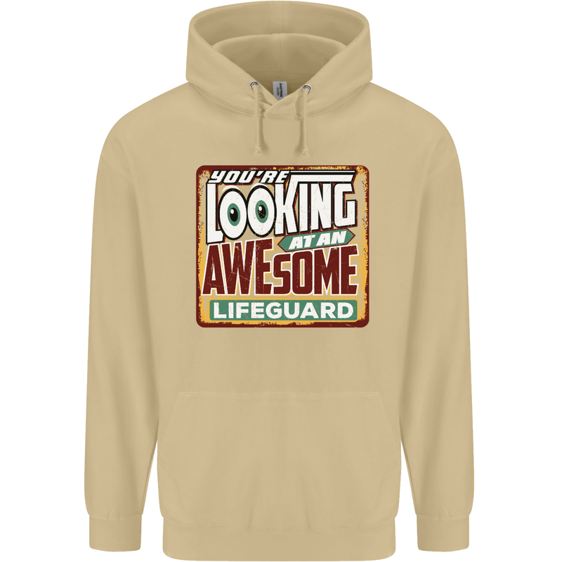 An Awesome Lifeguard Mens 80% Cotton Hoodie Sand
