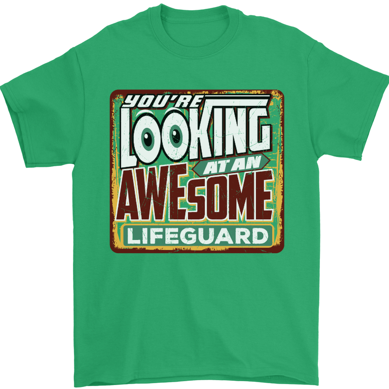 An Awesome Lifeguard Mens T-Shirt Cotton Gildan Irish Green