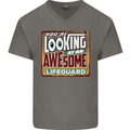 An Awesome Lifeguard Mens V-Neck Cotton T-Shirt Charcoal