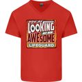 An Awesome Lifeguard Mens V-Neck Cotton T-Shirt Red