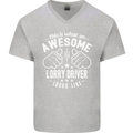 An Awesome Lorry Driver Looks Like Mens V-Neck Cotton T-Shirt Sports Grey