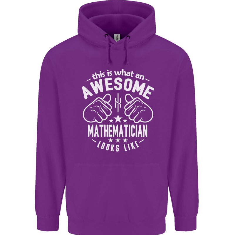 An Awesome Mathematician Looks Like Mens 80% Cotton Hoodie Purple