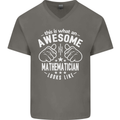 An Awesome Mathematician Looks Like Mens V-Neck Cotton T-Shirt Charcoal