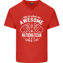 An Awesome Mathematician Looks Like Mens V-Neck Cotton T-Shirt Red