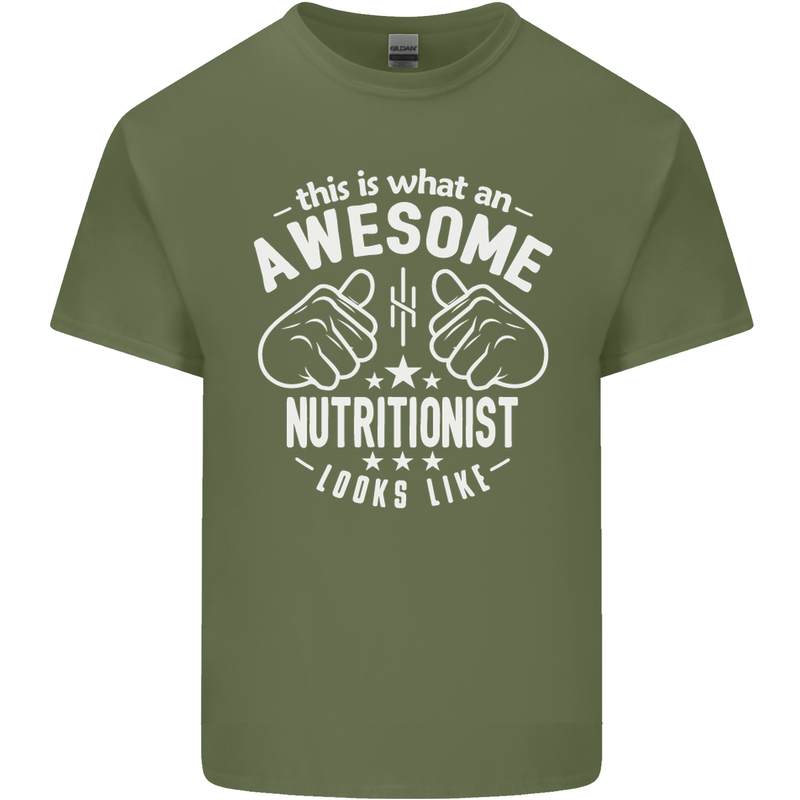 An Awesome Nutritionist Looks Like Mens Cotton T-Shirt Tee Top Military Green