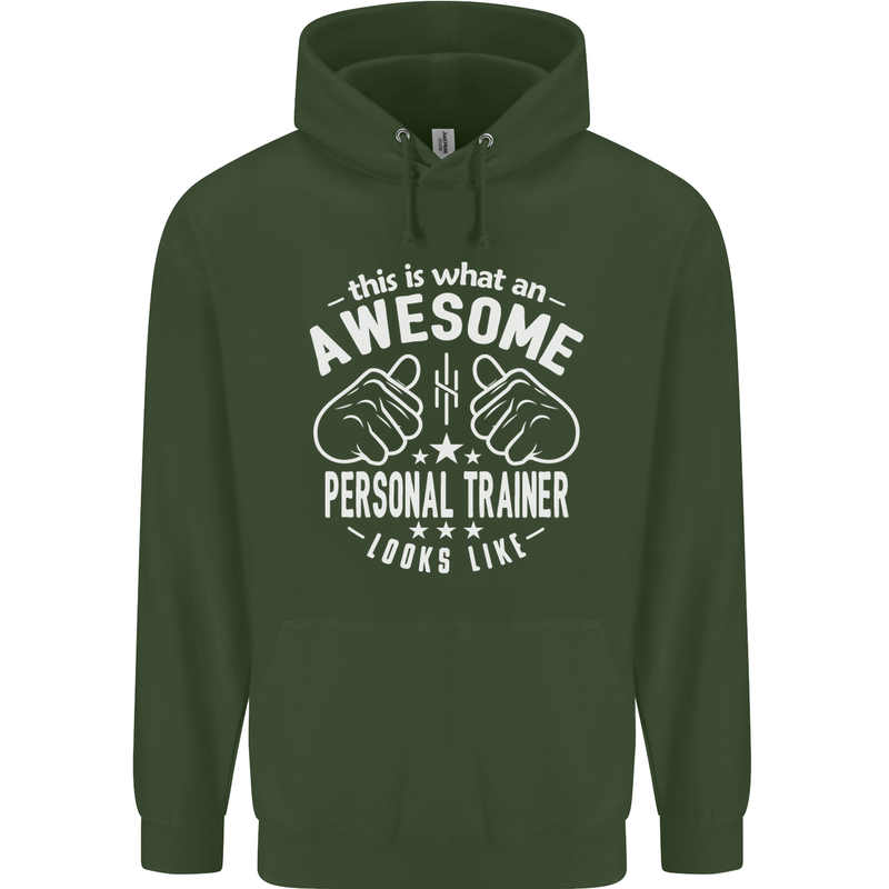 An Awesome Personal Trainer Looks Like Mens 80% Cotton Hoodie Forest Green