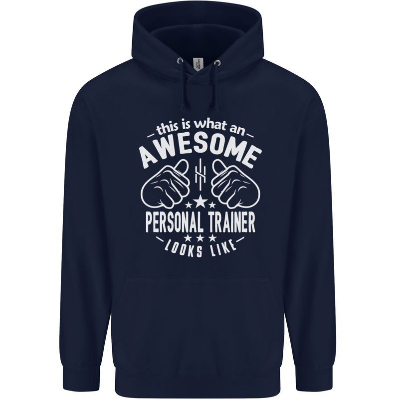 An Awesome Personal Trainer Looks Like Mens 80% Cotton Hoodie Navy Blue