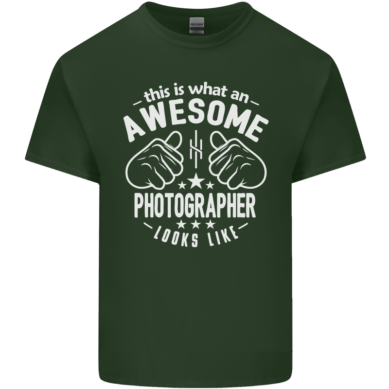 An Awesome Photographer Looks Like Mens Cotton T-Shirt Tee Top Forest Green