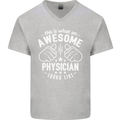 An Awesome Physician Looks Like Mens V-Neck Cotton T-Shirt Sports Grey