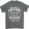 An Awesome Police Officer Looks Like Mens T-Shirt Cotton Gildan Charcoal