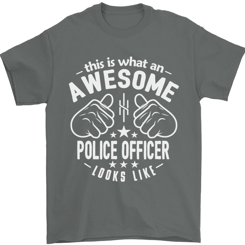An Awesome Police Officer Looks Like Mens T-Shirt Cotton Gildan Charcoal