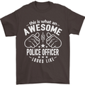 An Awesome Police Officer Looks Like Mens T-Shirt Cotton Gildan Dark Chocolate