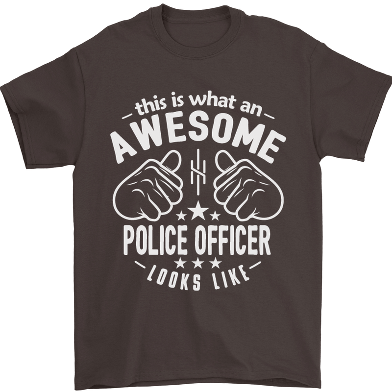 An Awesome Police Officer Looks Like Mens T-Shirt Cotton Gildan Dark Chocolate