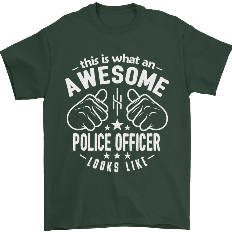 An Awesome Police Officer Looks Like Mens T-Shirt Cotton Gildan Forest Green