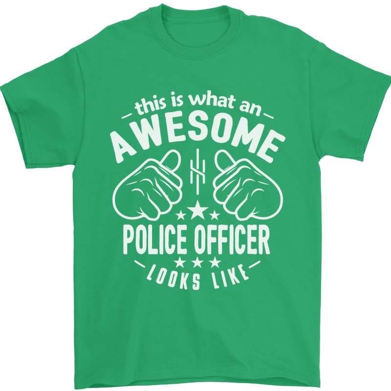 An Awesome Police Officer Looks Like Mens T-Shirt Cotton Gildan Irish Green