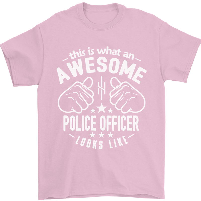 An Awesome Police Officer Looks Like Mens T-Shirt Cotton Gildan Light Pink