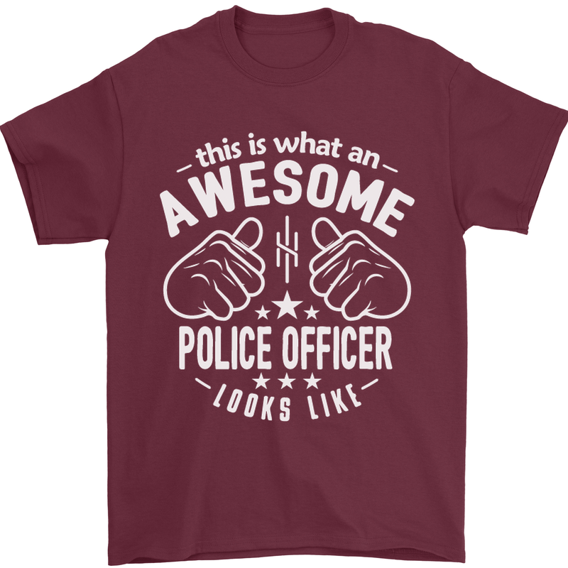 An Awesome Police Officer Looks Like Mens T-Shirt Cotton Gildan Maroon