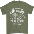 An Awesome Police Officer Looks Like Mens T-Shirt Cotton Gildan Military Green