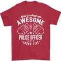 An Awesome Police Officer Looks Like Mens T-Shirt Cotton Gildan Red