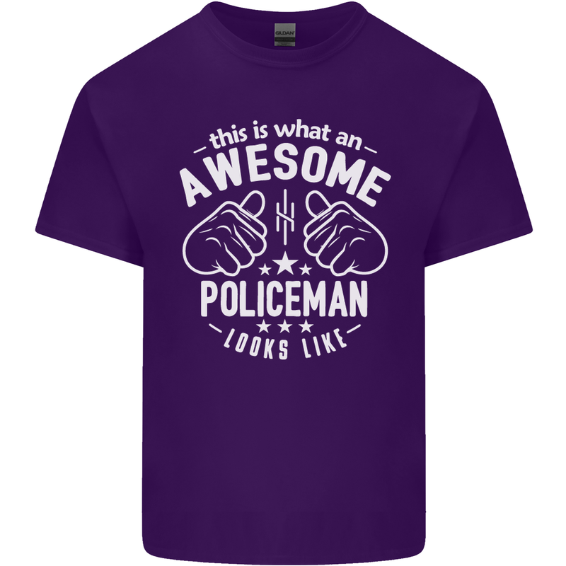 An Awesome Policeman Looks Like Mens Cotton T-Shirt Tee Top Purple