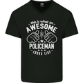An Awesome Policeman Looks Like Mens V-Neck Cotton T-Shirt Black