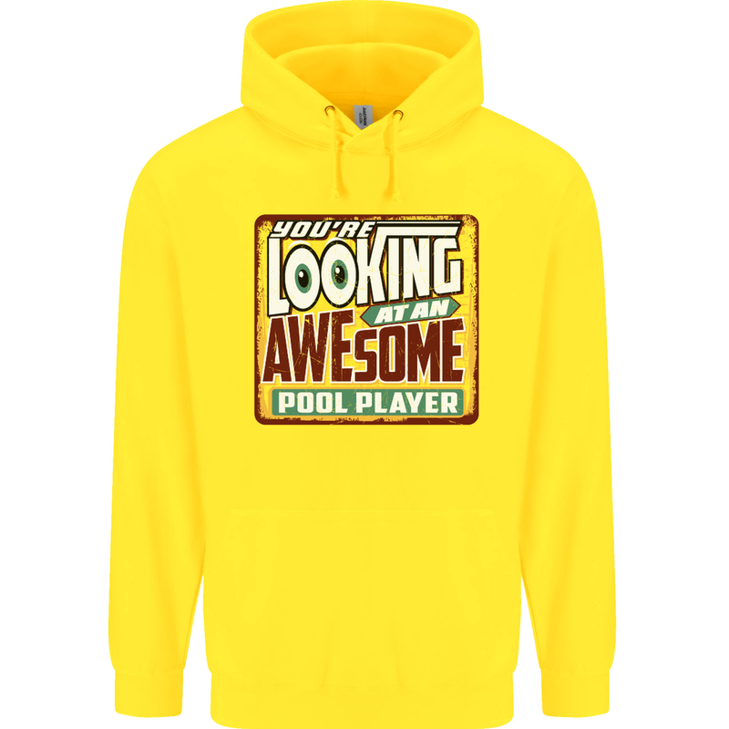 An Awesome Pool Player Childrens Kids Hoodie Yellow