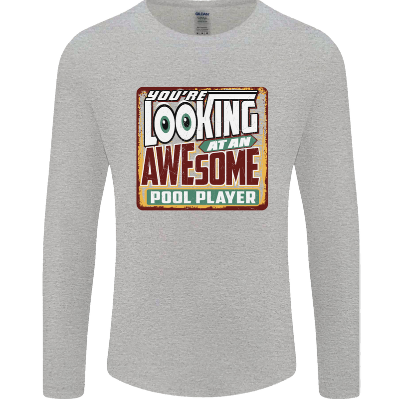 An Awesome Pool Player Mens Long Sleeve T-Shirt Sports Grey