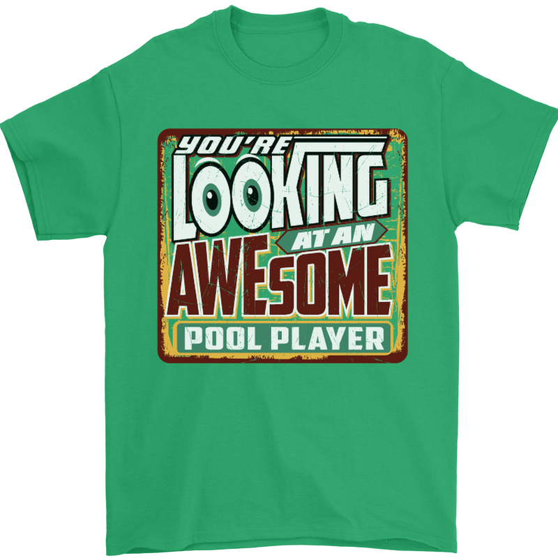 An Awesome Pool Player Mens T-Shirt Cotton Gildan Irish Green