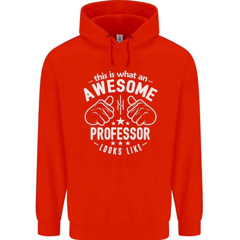 An Awesome Professor Looks Like Mens 80% Cotton Hoodie Bright Red