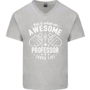 An Awesome Professor Looks Like Mens V-Neck Cotton T-Shirt Sports Grey