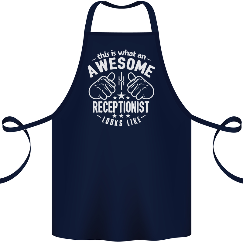 An Awesome Receptionist Looks Like Cotton Apron 100% Organic Navy Blue