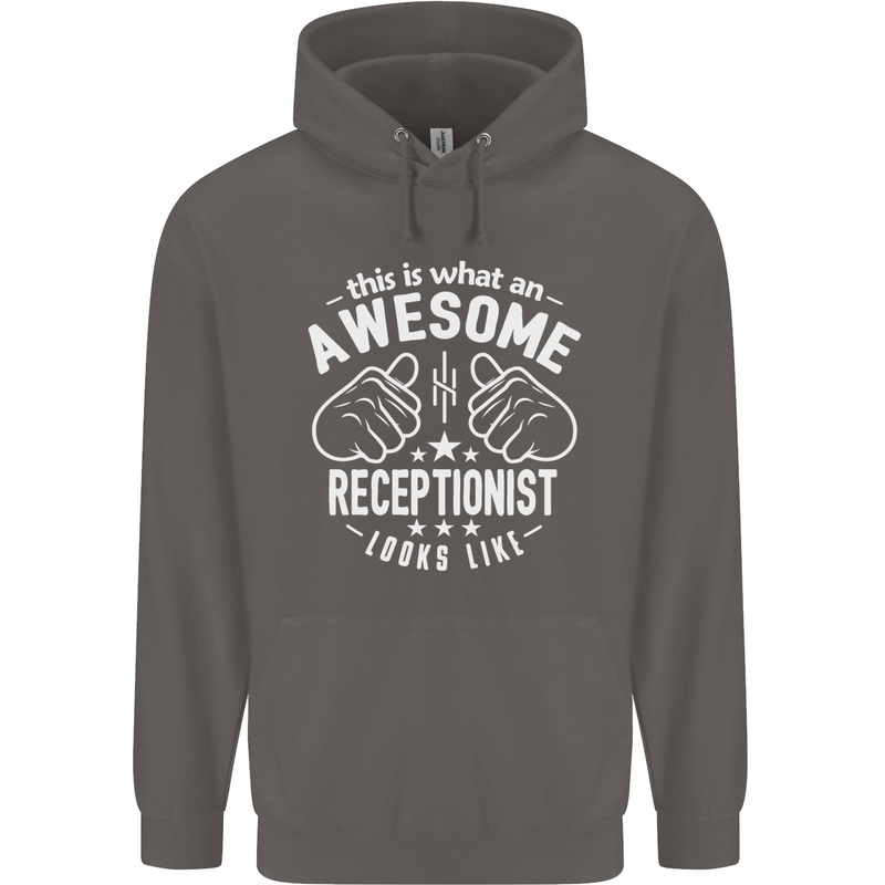 An Awesome Receptionist Looks Like Mens 80% Cotton Hoodie Charcoal