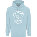 An Awesome Receptionist Looks Like Mens 80% Cotton Hoodie Light Blue