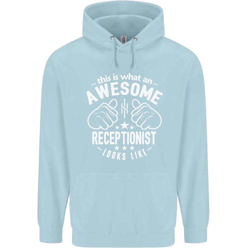 An Awesome Receptionist Looks Like Mens 80% Cotton Hoodie Light Blue