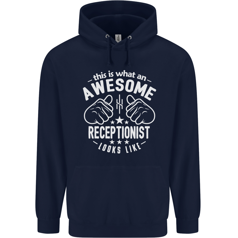 An Awesome Receptionist Looks Like Mens 80% Cotton Hoodie Navy Blue