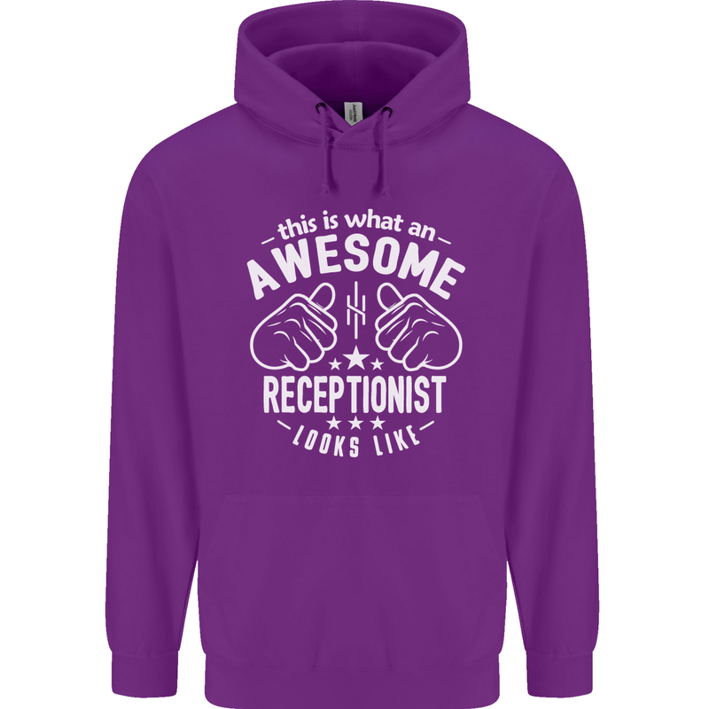 An Awesome Receptionist Looks Like Mens 80% Cotton Hoodie Purple