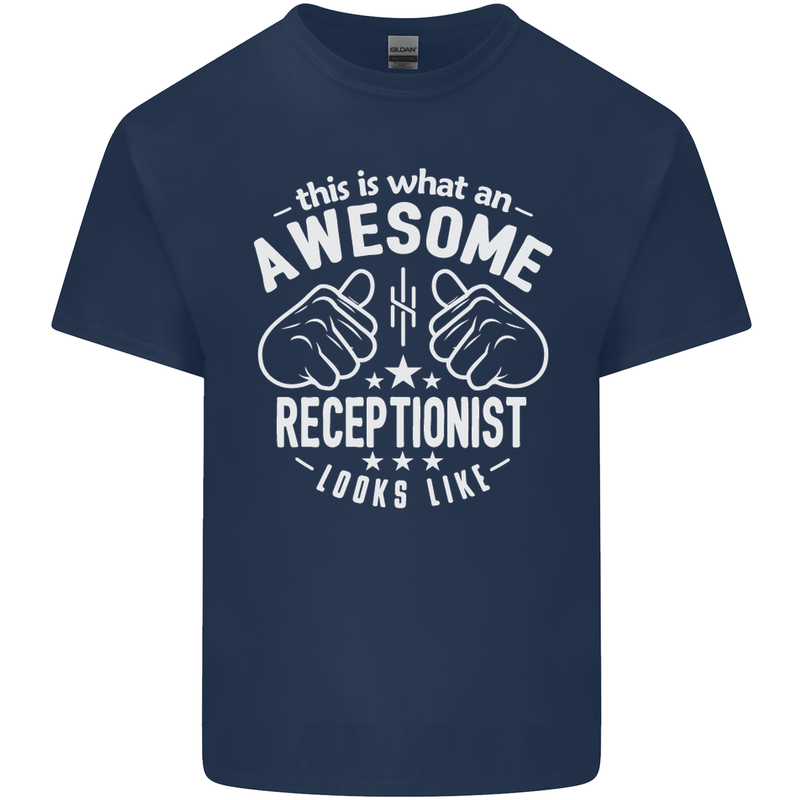 An Awesome Receptionist Looks Like Mens Cotton T-Shirt Tee Top Navy Blue