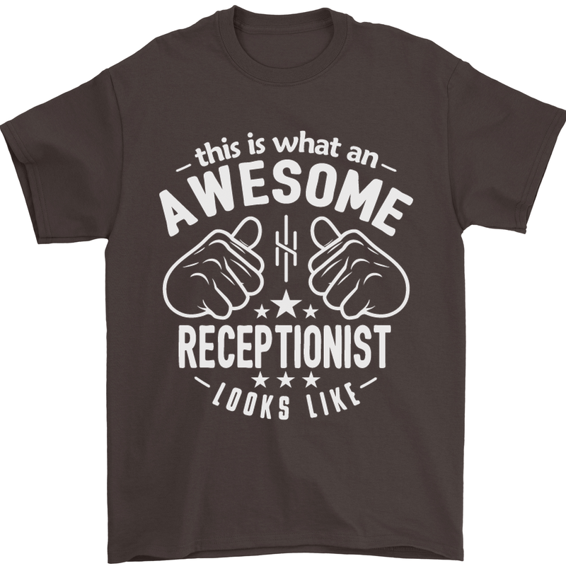 An Awesome Receptionist Looks Like Mens T-Shirt Cotton Gildan Dark Chocolate