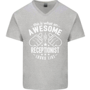 An Awesome Receptionist Looks Like Mens V-Neck Cotton T-Shirt Sports Grey