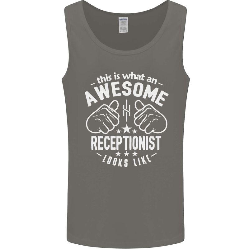 An Awesome Receptionist Looks Like Mens Vest Tank Top Charcoal