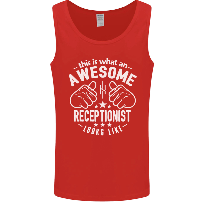 An Awesome Receptionist Looks Like Mens Vest Tank Top Red