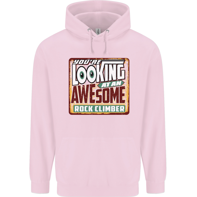 An Awesome Rock Climber Childrens Kids Hoodie Light Pink