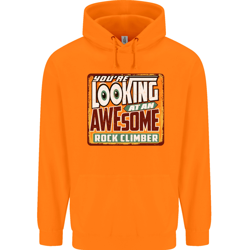 An Awesome Rock Climber Childrens Kids Hoodie Orange